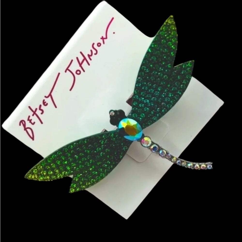 BETSEY JOHNSON Garden Glam Aurora Borealis Crystal Studs Dragonfly Ring NEW NWT
